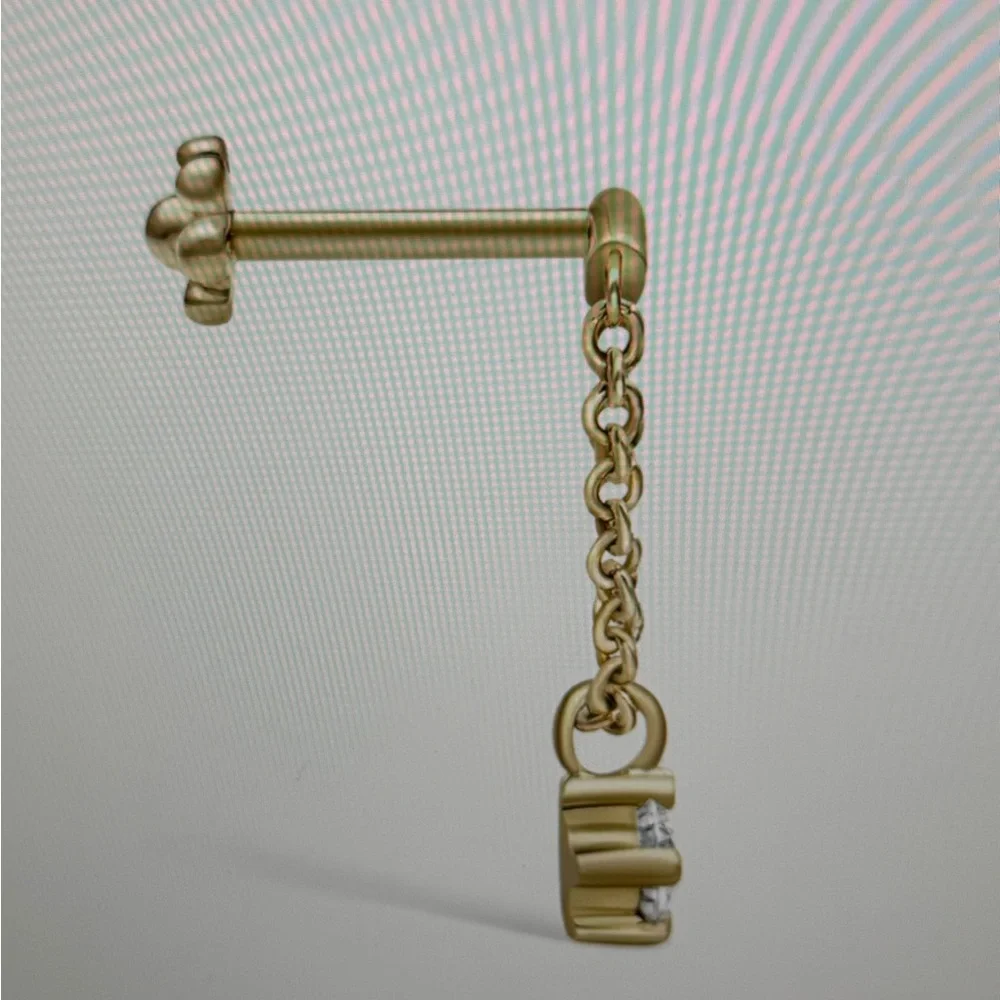 Maria Tash prong set diamond drape threaded stud hidden helix earring - Picture 2 of 8